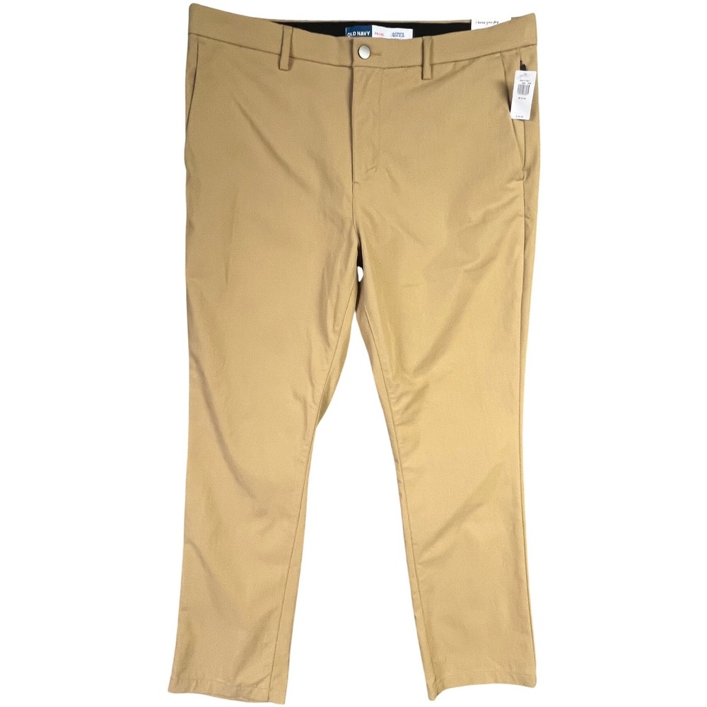 Old Navy Ultimate Tech Slim Pants Mens 38x30 Khaki New Go-Dry Flex Stretch